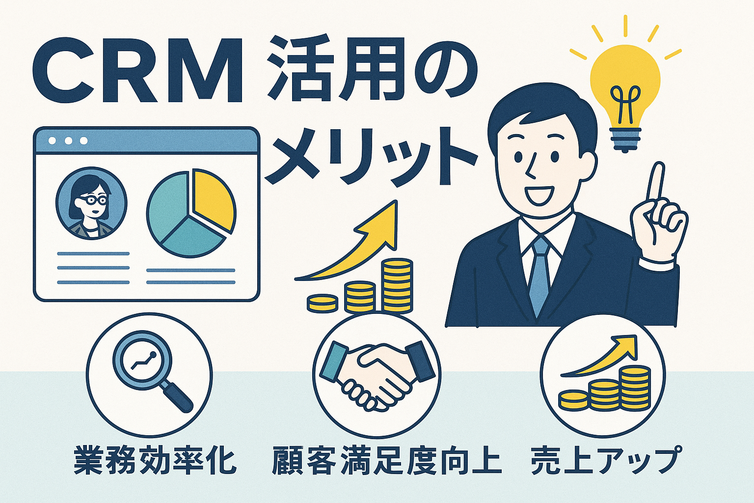 CRM活用のメリットインフォグラフィック